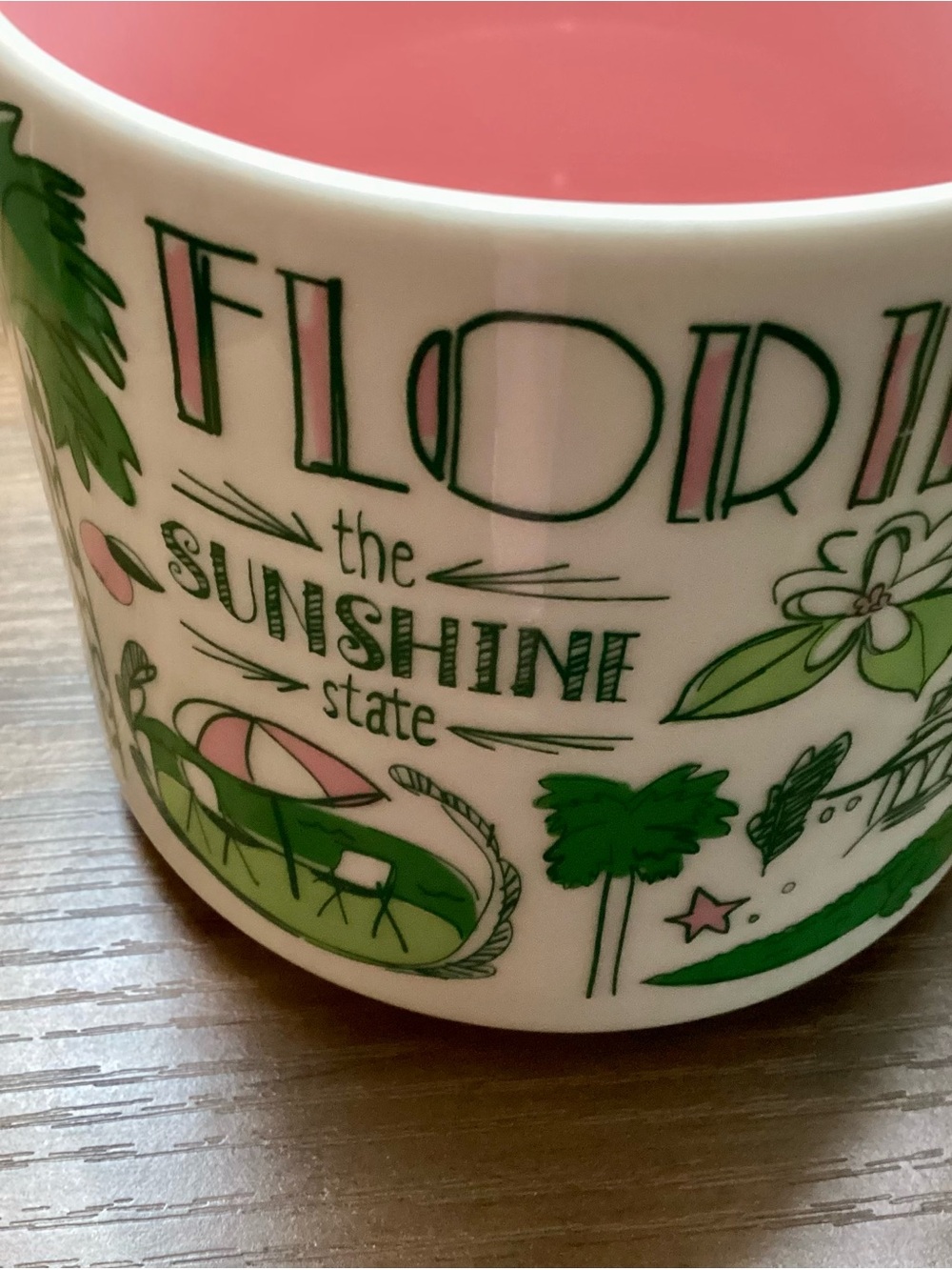 Starbucks Florida 'The Sunshine State' Pink and Green Ceramic Mug